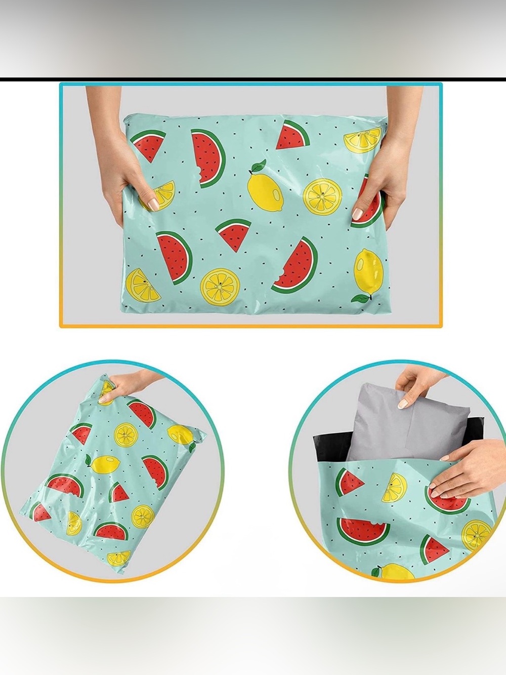 Poly Mailer Bags 10 x 13 Watermelons & Lemons Set of 50 - Picture 4 of 5
